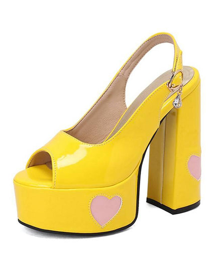 Women Sandals Peep Toe Ultrahigh Heel 14.5cm Platform 4.5cm Back Buckle Strap Heart Sexy Party Shoes Big