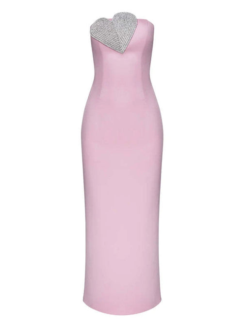 Solid Patchwork Diamonds Slimming Dresses For Women Strapless Sleeveless High Waist Elegant Dress Female Fashion