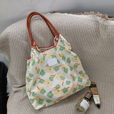 Retro Flower Women Shopping Shoulder Bag Large Capacity Design Ladies Portable Tote Handbags Casual Female Floral Shopper