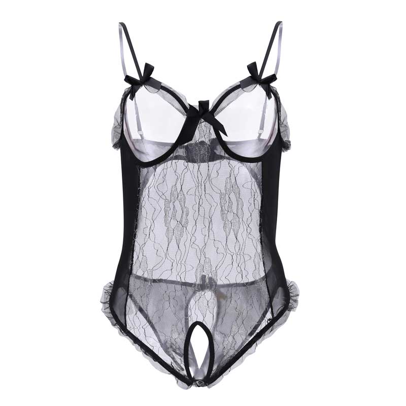 Lace Bodysuit Women Sexy Mesh Bodysuit Erotic Sleeveless Teddy Transparent Deep V Lingerie Dress Hot Erotic Lingerie