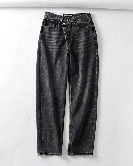 Cryptographic Irregular Fashion Denim Wide Leg Pants High Waist Jeans for Women Streetwear Harajuku Loose Long Boyfriend Jeans