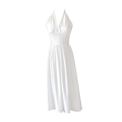 Svart Vit Sexig V-ringad Fest Aftonklänning Vintage Sommar Strand Semester Långklänningar Ärmlös Bodycon Maxiklänningar för Kvinnor