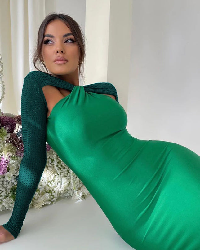 Glitzerndes Maxi-Kleid für Damen – glänzendes Bodycon-Kleid für Nachtclub-Partys
