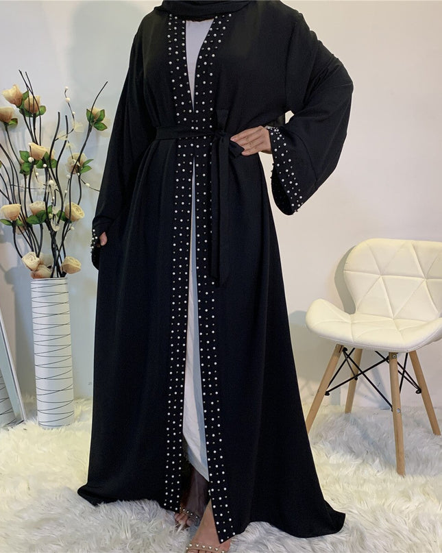 Hot Sell Satin muslim Dress diamond beading Smooth Silky Elegant Long Dresses Muslim Women Modest Wear Clothing EID robes