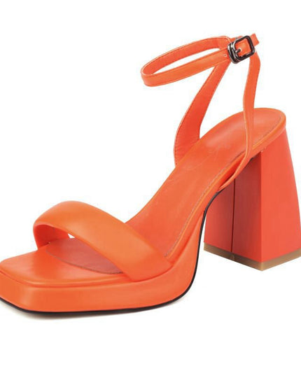 Design Ladies Sandals Square Toe Chunky Heels 9.5cm Platform 2cm Concise Sexy Dating Women Shoes Large