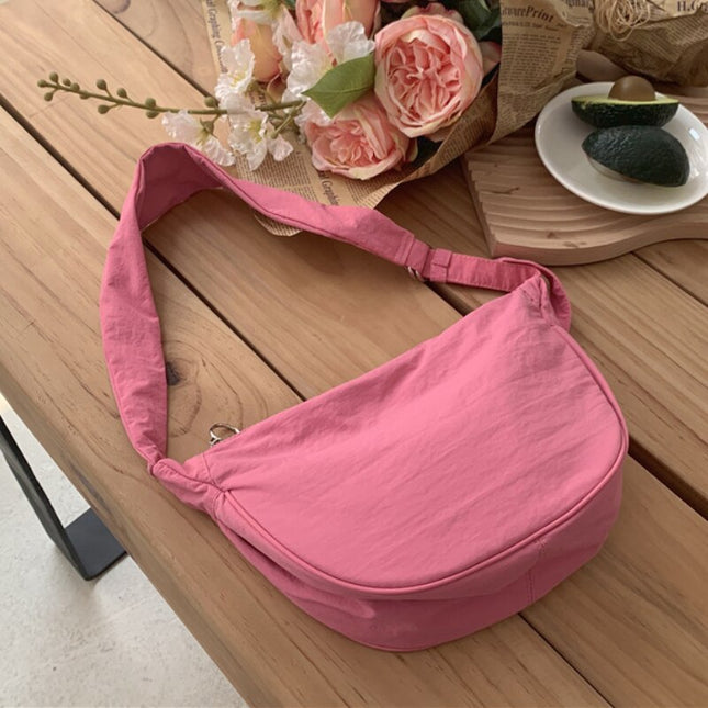 Solid Color Women's Nylon Crossbody Bag Casual Female Hobos Shoulder