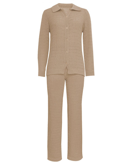 Autumn Winter Knit Suit Shirt and Pant Two Piece Sets Womens Outfits Holiday Casual Fashion Matching Sets Clothes