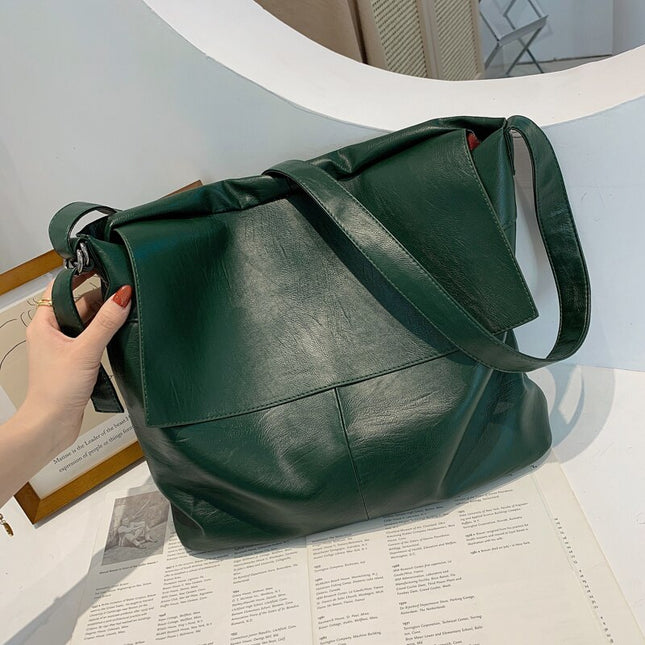Big Black Bag Female Luxury Leather Shoulder Bag