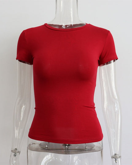 Lässige Mode Must-have Basic Kurzarm T-Shirts Rundhals Damen Oberteile Uni 2023 Sommer Slim Tops Kleidung