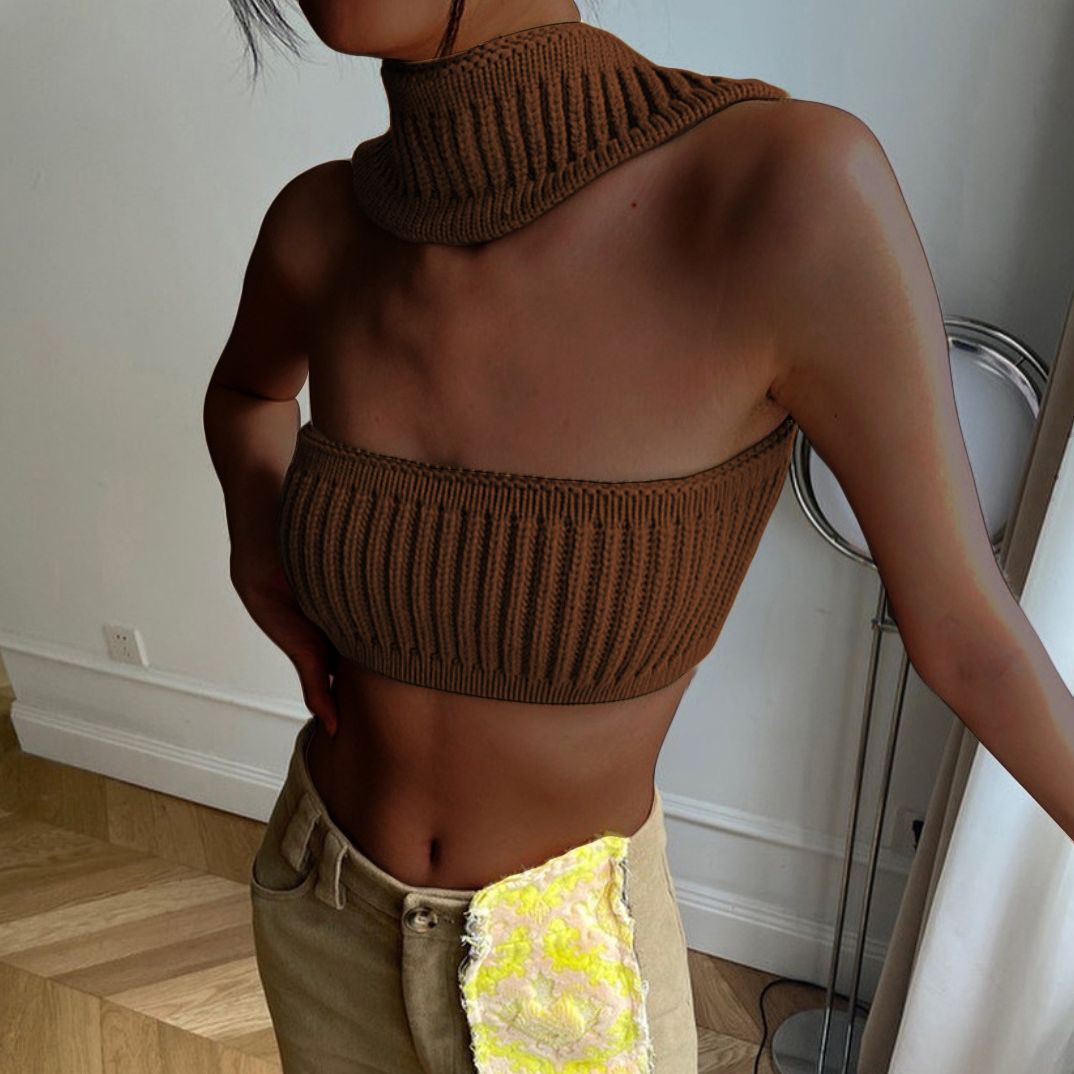 Cotton Knit Sleeveless Halter Sexy Crop Top for Women Outfits Summer Y2K Backless Strapless Tube Top Tee Clothes