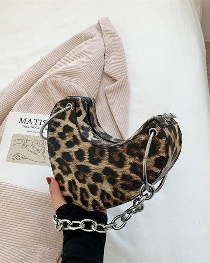 Heart Shaped Ladies Shoulder Bags Leopard Print Women Pu Leather Underarm