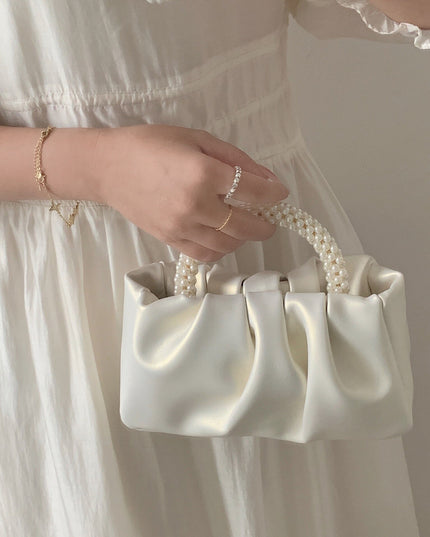Sweet Pearl Handle Women's Small Shoulder Bags Pleated
