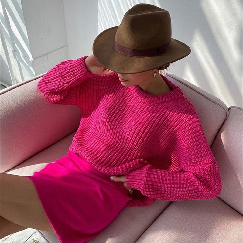Autumn Winter Knitted Sweaters Sweaters for Women Fashion Long Sleeve Pullover Sweater Oversized Christmas Clothes