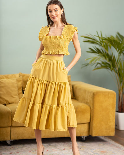 Sommer Sexy Zweiteiliges Rock-Set Damen Lässiges 2-Teiler-Set Rock und Crop Top High Waist Rock-Anzüge Zweiteilige passende Sets Damen