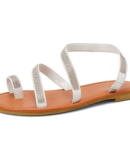 Women Sandals Flats Beach Bohemian Style Open Toe Slip On Simple Casual Female Shoes