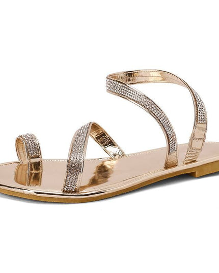Women Sandals Flats Beach Bohemian Style Open Toe Slip On Simple Casual Female Shoes