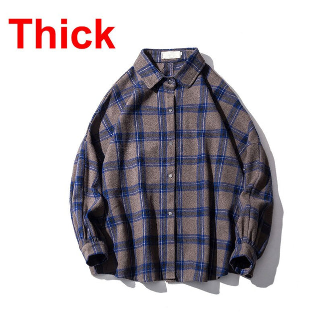 Men Harajuku Color Block Plaid Shirt 2023 Man Streetwear Fleece Shirts Long Sleeve Male Vintage Korean Fashions Clothes