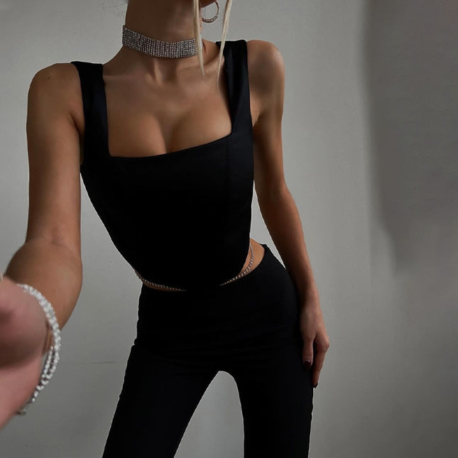 Elegante ärmellose rückenfreie Korsettoberteile für Damen Club Party Sexy Weste Y2K Crop Tops Streetwear Kleidung