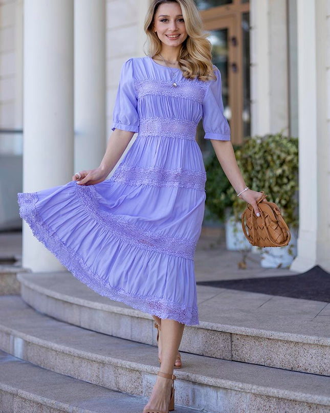 Vintage Kurzarm Hohlspitze Chiffon Maxikleid Sexy Bodycon Strandkleid Elegante Abendkleider für Damen Sommer 2023