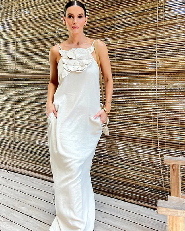2024 Elegant Cotton Linen Dress - Sleeveless, Solid Color, Vintage Style