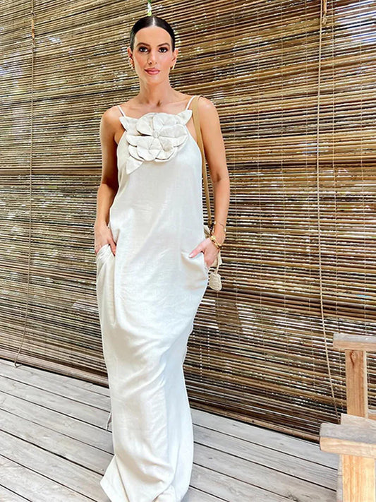 2024 Elegant Cotton Linen Dress - Sleeveless, Solid Color, Vintage Style