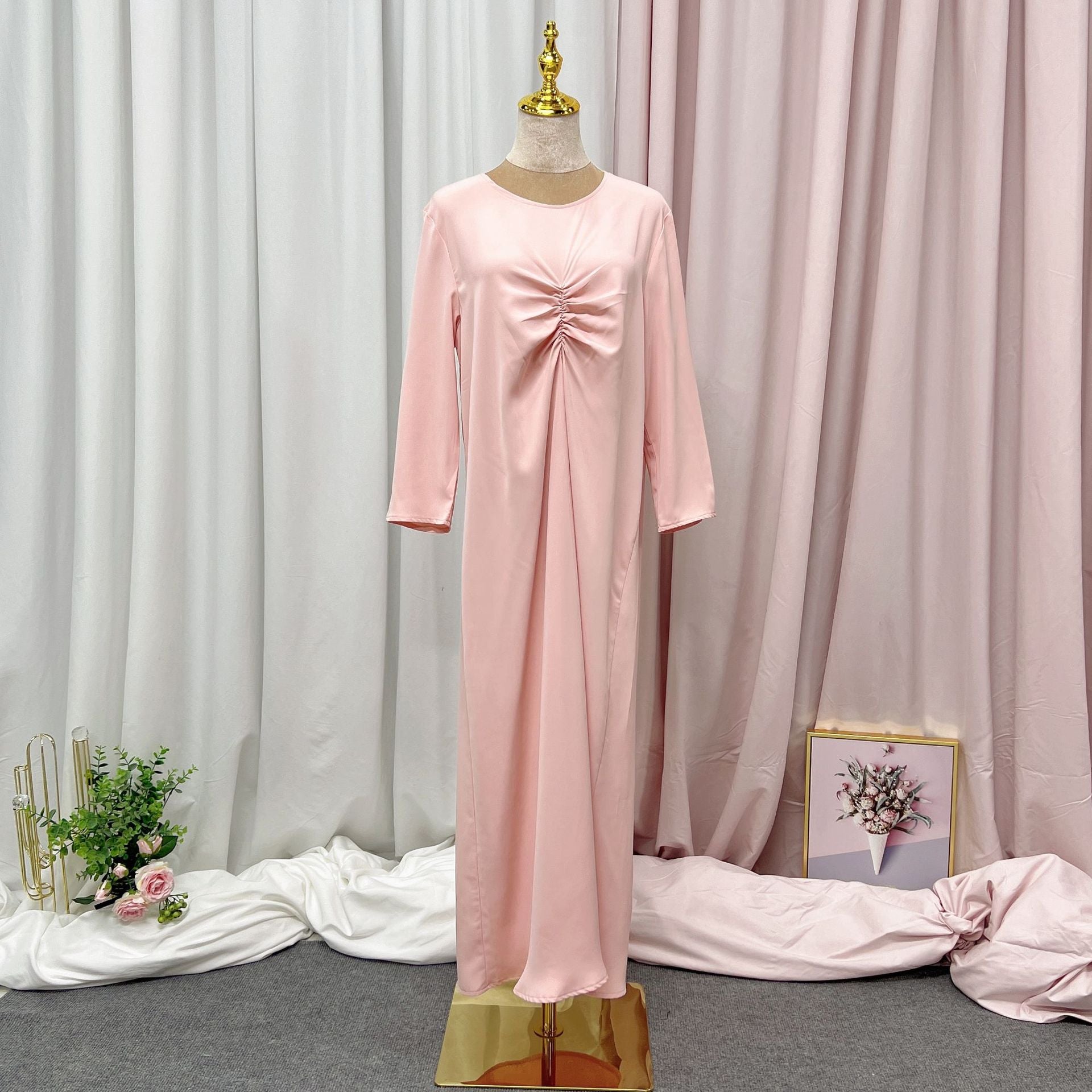 Suits Kaftan Satin Islam hijab Muslim Dress Sets Robe Longue Kimono Ensemble Femme Musulmane Abayas