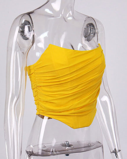 Sleeveless Fashion Strapless Bustier Corset Crop Tops Female Mesh Backless White Women Tops Zipper Summer 2023