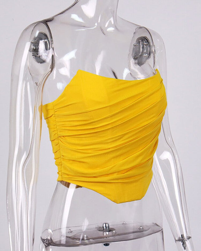 Ärmellose Mode Trägerloses Bustier Korsett Crop Tops Damen Mesh Rückenfrei Weiße Damen Tops Reißverschluss Sommer 2023