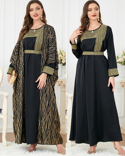 Djellaba Suits Abaya Dubai Two pieces Embroidery Muslim Sets Dress Muslim Islam Abayas With Belt