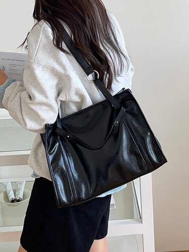 Pu Leather Ladies  Casual Tote Simple High Capacity Women's Shoulder