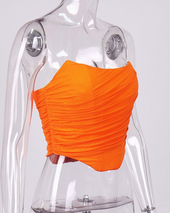 Ärmellose Mode Trägerloses Bustier Korsett Crop Tops Damen Mesh Rückenfrei Weiße Damen Tops Reißverschluss Sommer 2023