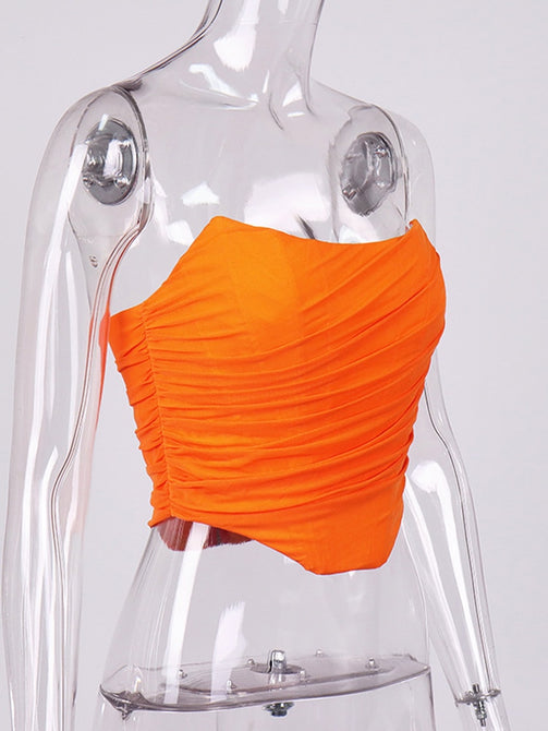 Sleeveless Fashion Strapless Bustier Corset Crop Tops Female Mesh Backless White Women Tops Zipper Summer 2023
