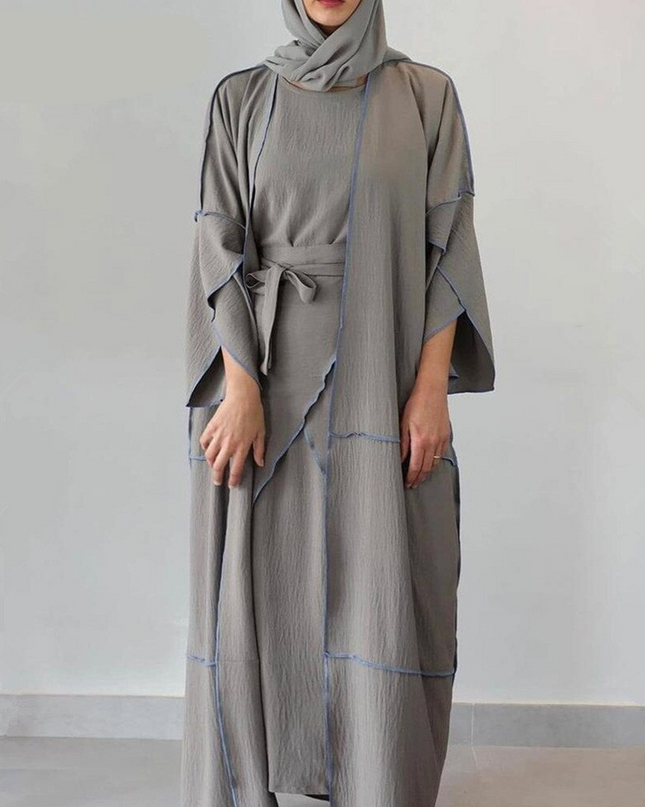 3Pieces Djellaba Sets Muslim Dress 3 Pieces Muslim Suits Elegant Long Islamic Abayas Women Modest Wear Clothing
