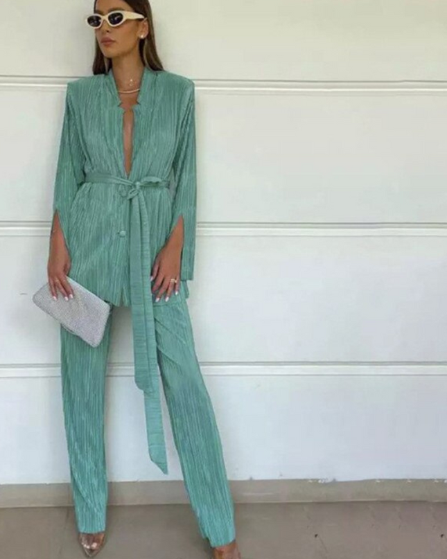 Djellaba Muslim Stes Dress 2 Pieces Pleated Stretch Muslim Suits Elegant Long Islamic Women Modest Wear Clothing EID Sets