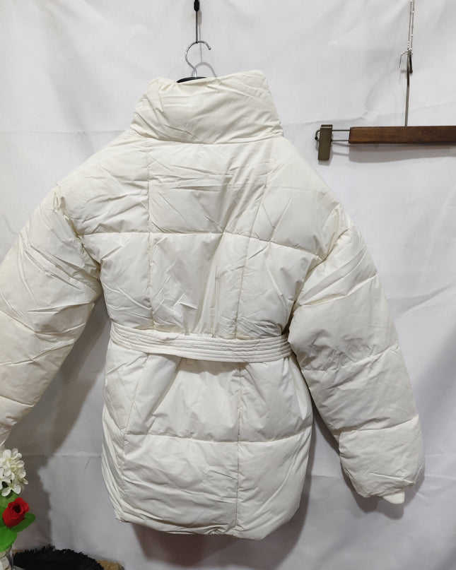 Winter verdickte Jacke Mode Revers Baumwollmantel mit Gürtel Warme Freizeit Oberbekleidung Damenbekleidung