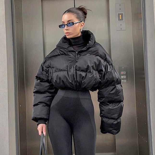 Warme Baumwolljacke - Schwarzer urbaner Freizeitstil