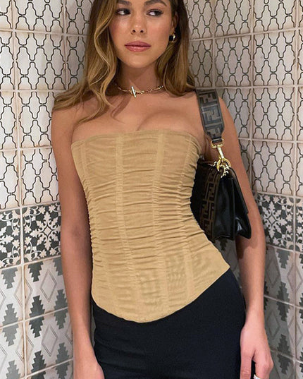 Mesh Crop Corset Tube Top - Women's Stylish Summer Wear