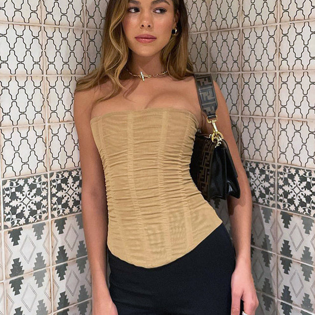 Mesh Crop Corset Tube Top - Women's Stylish Summer Wear