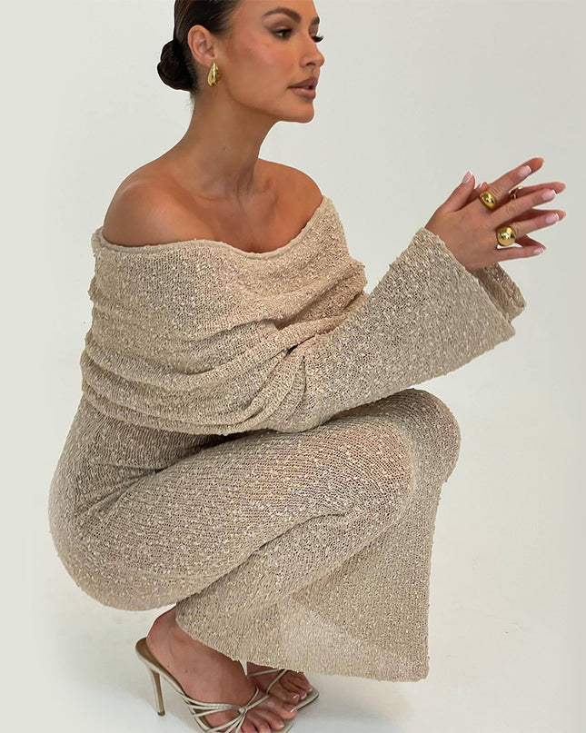 Sexy One-Shoulder Strickkleid - Strandurlaub Longwear
