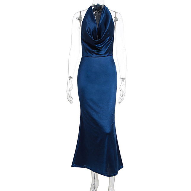 Sexy Neckholder, tiefer Ausschnitt, rückenfreies Kleid