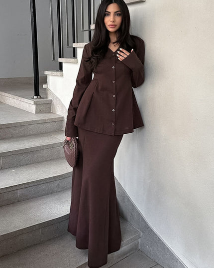 Fall Women's Clothing Suit V-neck Slim Fit Waist
