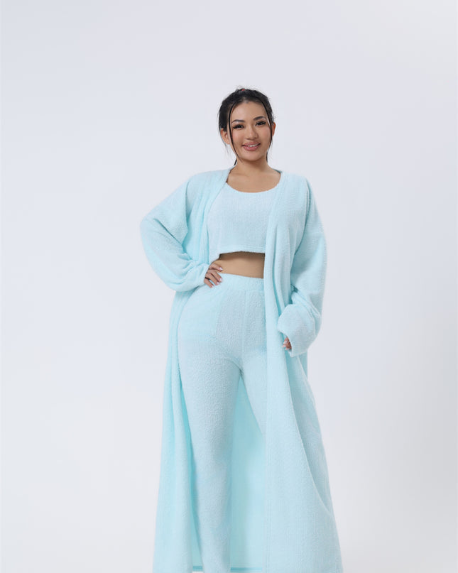 Mysigt pyjamas-set, loungewear-set i 3 delar, gulliga myskläder, varma kostymset, matchande set, lounge-set, byxset i 3 delar, vinterklänning för kvinnor
