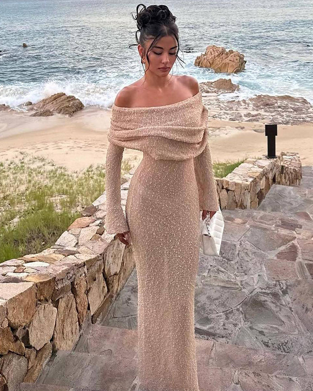 Sexy One-Shoulder Strickkleid - Strandurlaub Longwear