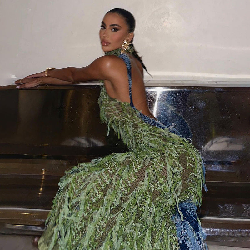 Backless High Waist Fashion Dress - Street Style