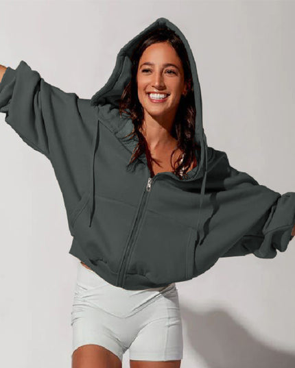Damen Kapuzenjacke mit Reißverschluss – modisch und bequem