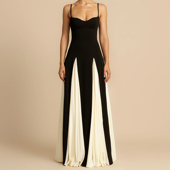 Elegant slingklänning med färgkontrast - Trendigt mode