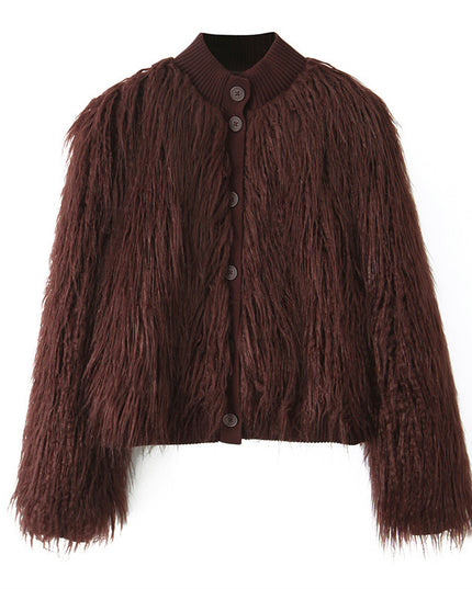 Fashion Temperament Women's Artificial Fur Effect Knitted Coat