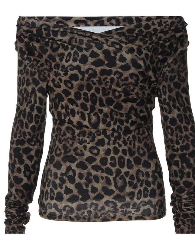 Fashion Shoulder-baring Printed Slim Top For Women
