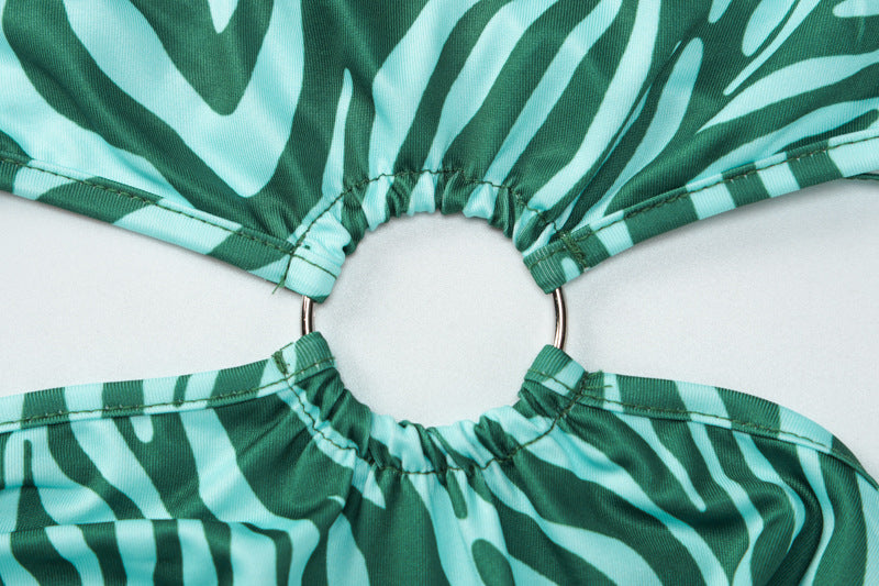 Women's Irregular Printing Ring Dress