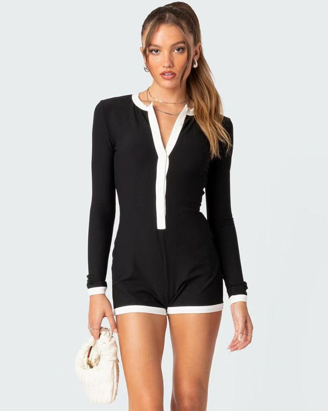 Hip Raise Slim Fit Sexig Långärmad Jumpsuit för Kvinnor